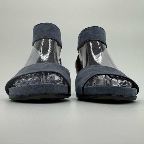 Jana Slate Blue Suede Block Heel Open Toe Ankle Strap Heels Size EU 37 H - Picture 2 of 13